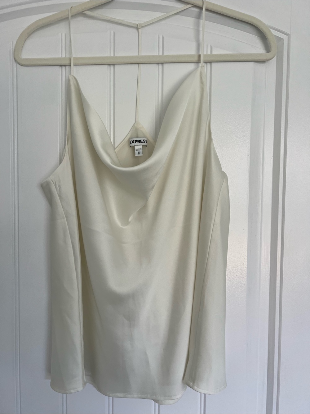 Express Ivory Satin Cowl Neck Cami Top Size M